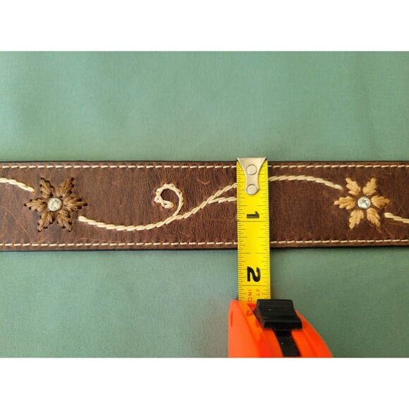 Nocona Western Boho Rhinestone Floral Leather Belt Brown Embroidered Women\'s M main image 4